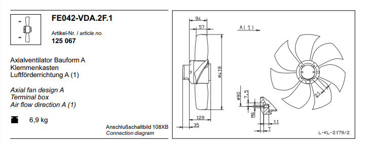 FE042-VDA.2F.1 ZIEHL-ABEGG Axial Fan