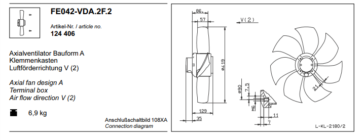 FE042-VDA.2F.2 ZIEHL-ABEGG Axial Fan