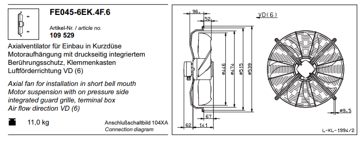 FE045-6EK.4F.6 ZIEHL-ABEGG Axial Fan