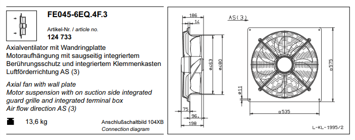 FE045-6EQ.4F.3 ZIEHL-ABEGG Axial Fan