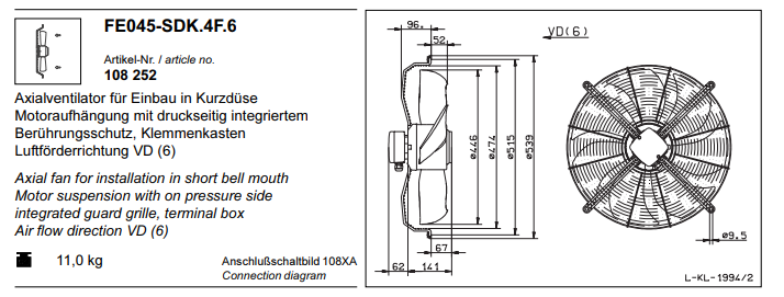 FE045-SDK.4F.6 ZIEHL-ABEGG Axial Fan