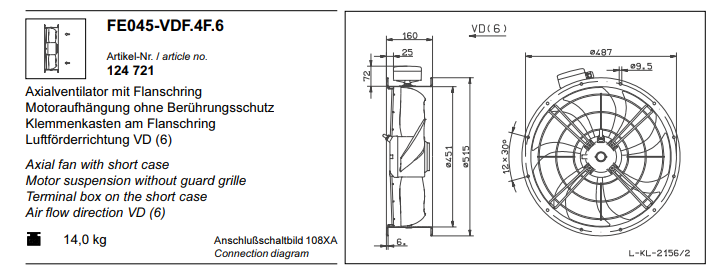 FE045-VDF.4F.6 ZIEHL-ABEGG Axial Fan