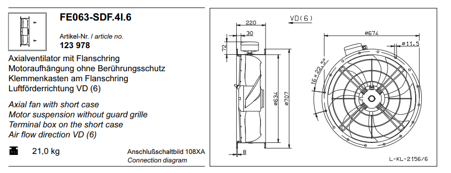 FE063-SDF.4I.6 ZIEHL-ABEGG Axial Fan