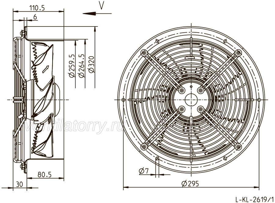 FN025-2ED.WA.A7 ZIEHL-ABEGG Axial Fan drawing