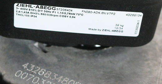 nameplate of FN080-ADK.6N.V7P2 ZIEHL-ABEGG Axial Fan