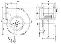 G2E160-AY47-01 ebm papst Blowers & Centrifugal Fans AC Centrifugal Blower, 230VAC, 240W