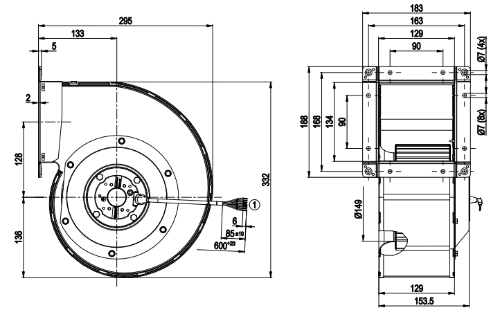 G4D180-FF20-01 ebm papst centrifugal fan Motor M4D074-DF