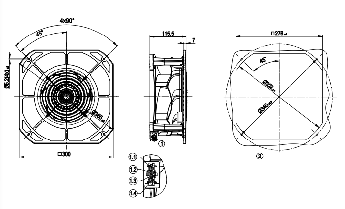 K2E250-RA50-11 Ebm-Papst Blowers & Centrifugal Fans AC Centrifugal Module