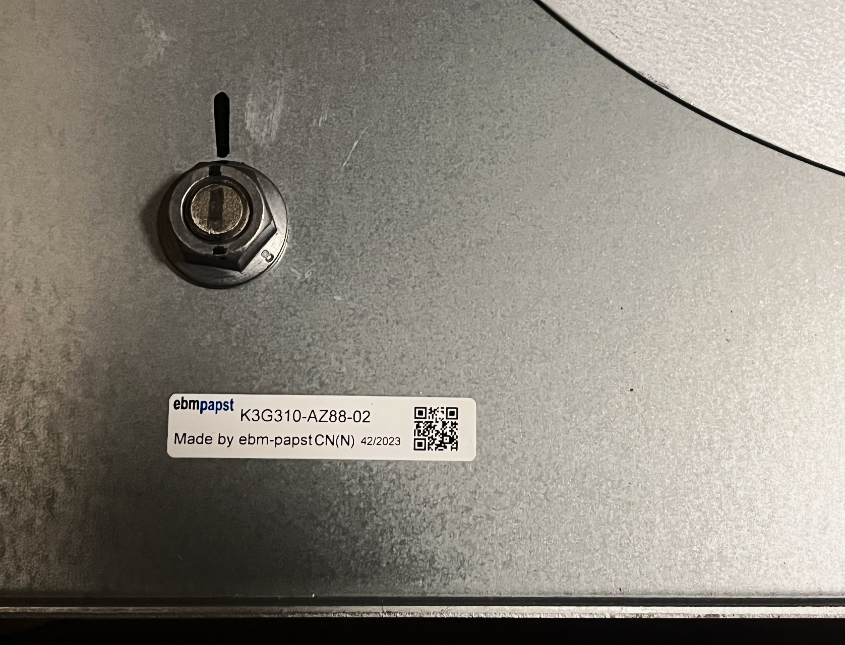 K3G310-AZ88-02 ebm-papst Centrifugal fan right side view
K3G310-AZ88-02 ebm-papst Centrifugal fan nameplate