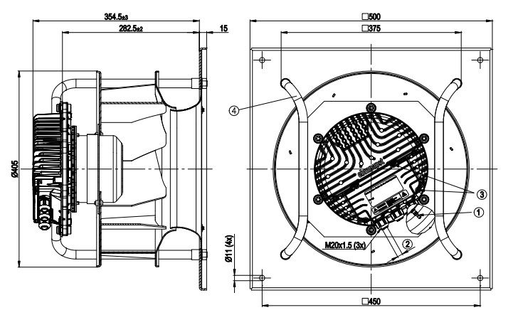 K3G355-AY43-22 ebm papst fan 1.4KW 6.0A