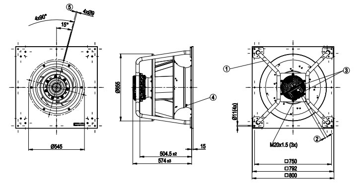 K3G560-FA28-03 ebm-papst centrifugal fan drawing
