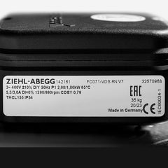 Namaplate of FC071-VDS.6N.V7 ZIEHL-ABEGG Axial Fan