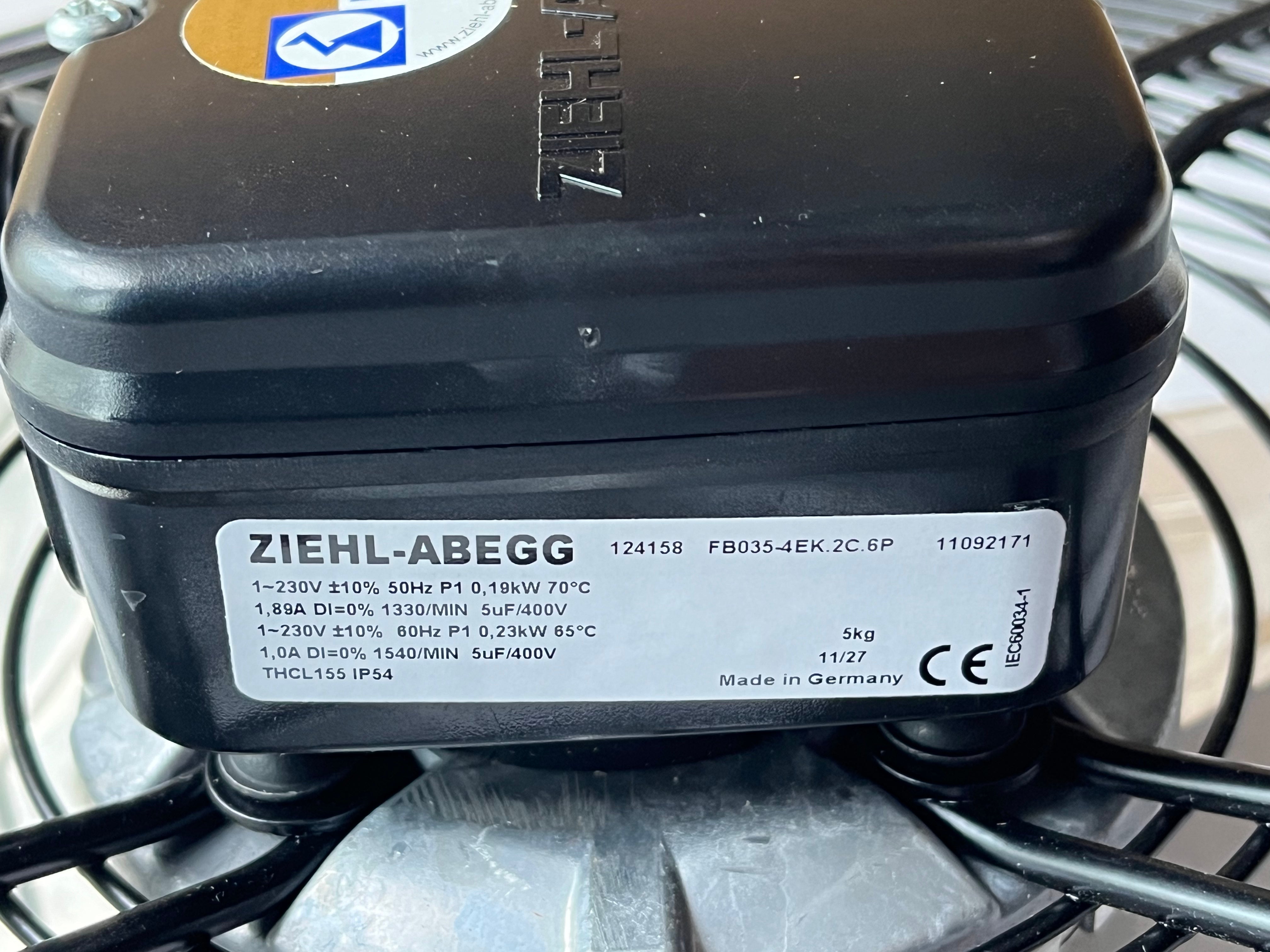 Nameplate of FB035-4EK.2C.6P  ZIEHL-ABEGG Axial Fan
