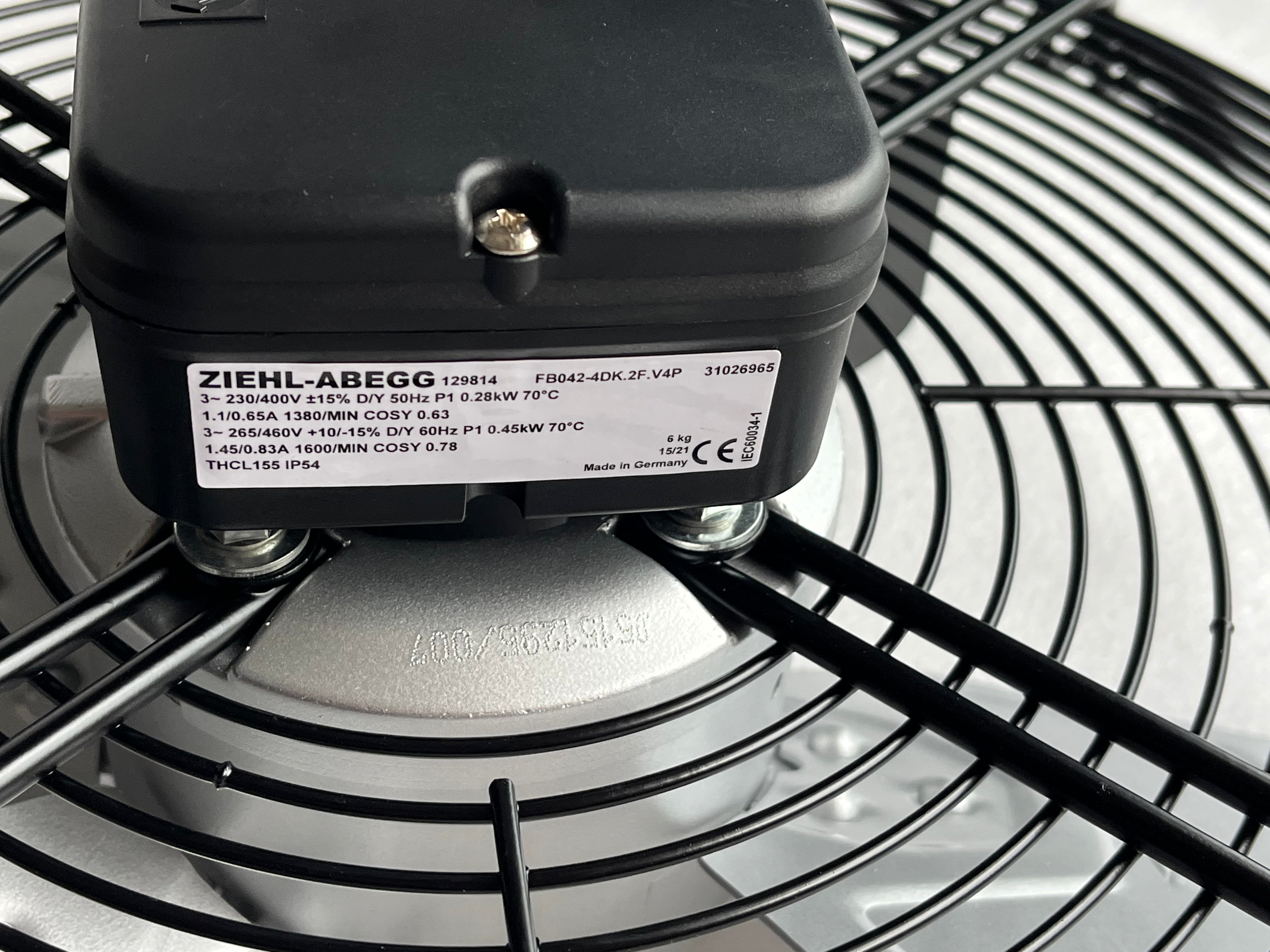 Nameplate of FB042-4DK.2F.V4P ZIEHL-ABEGG Axial Fan