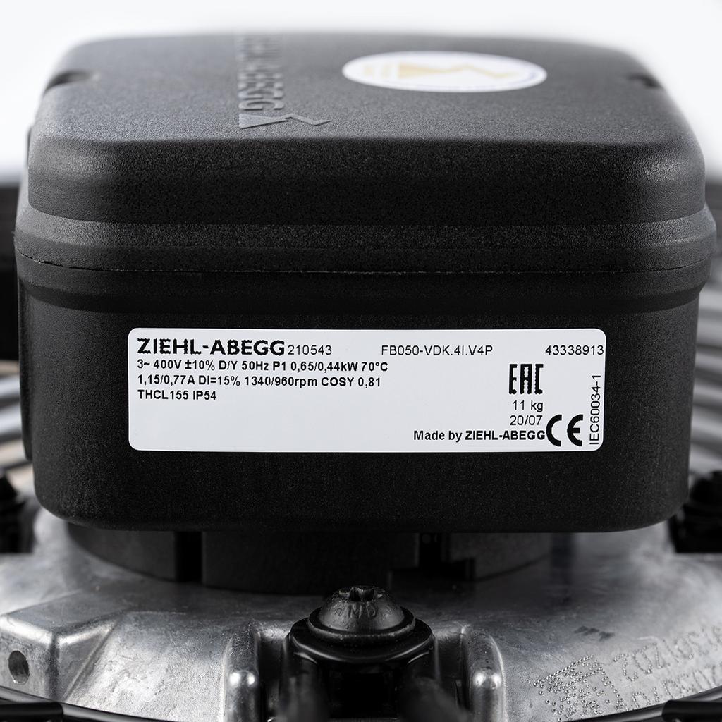 Nameplate of FB050-VDK.4I.V4P ZIEHL-ABEGG Axial Fan