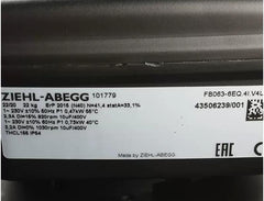 Nameplate of FB063-6EQ.4I.V4L  ZIEHL-ABEGG Axial Fan