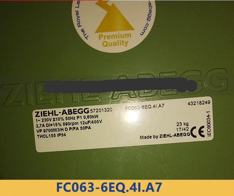 Nameplate of FC063-6EQ.4I.A7 ZIEHL-ABEGG Axial Fan