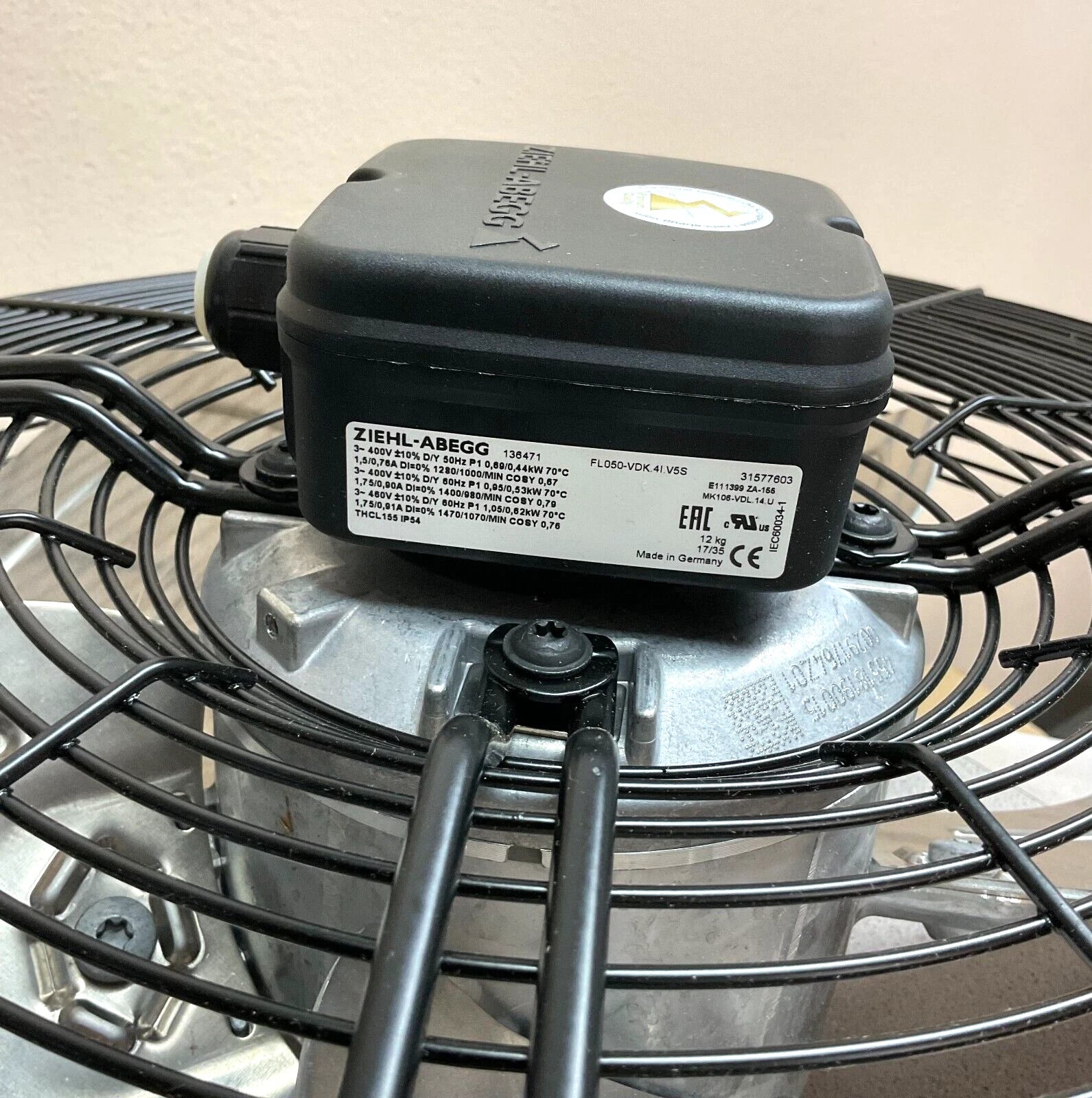 Nameplate of  FL050-VDK.41.V5S ZIEHL-ABEGG Axial Fan