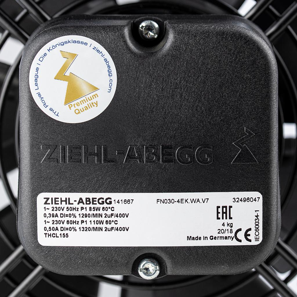 Nameplate of FN030-4EK.WA.V7  ZIEHL-ABEGG Axial Fan