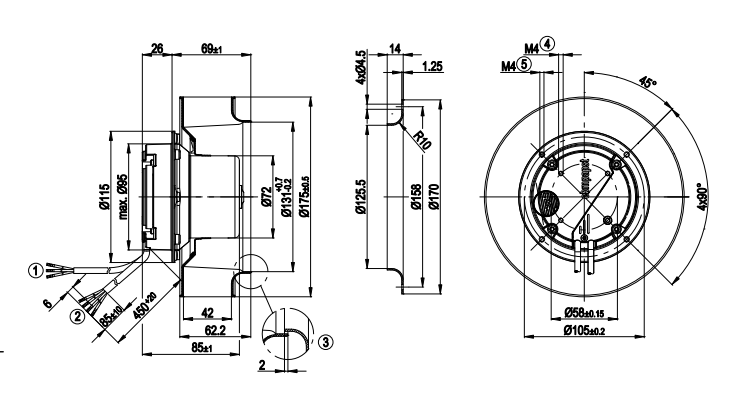 R3G175-AF19-02 Ebmpapst centrifugal fan Motor M3G055-CF
