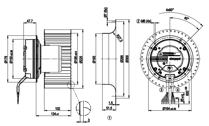 R3G225-AD29-71 ebm papst centrifugal fan Motor M3G084-FA