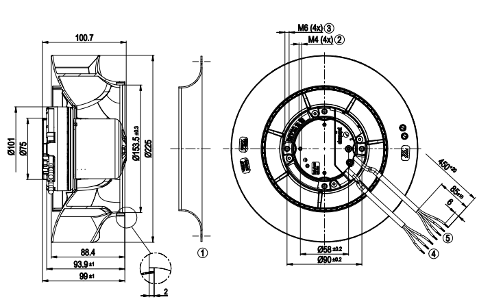 R3G225-RE07-03 Motor M3G055-DF  170W