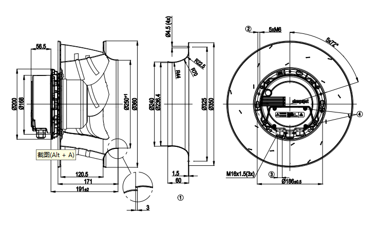 R3G355-Al56-01 ebm-papst  Fan 380-400V