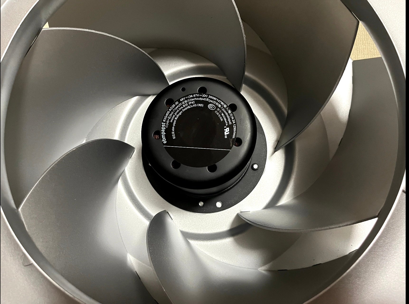R3G400-AD20-30 ebm-papst centrifugal fan nameplate