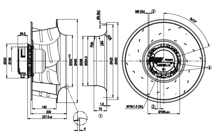 R3G450-AG33-01 ebm papst centrifugal fan Motor M3G112-GA