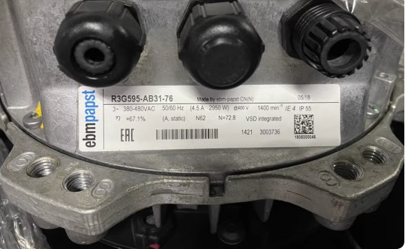 R3G595-AB31-76 ebm-papst Centrifugal Fan nameplate