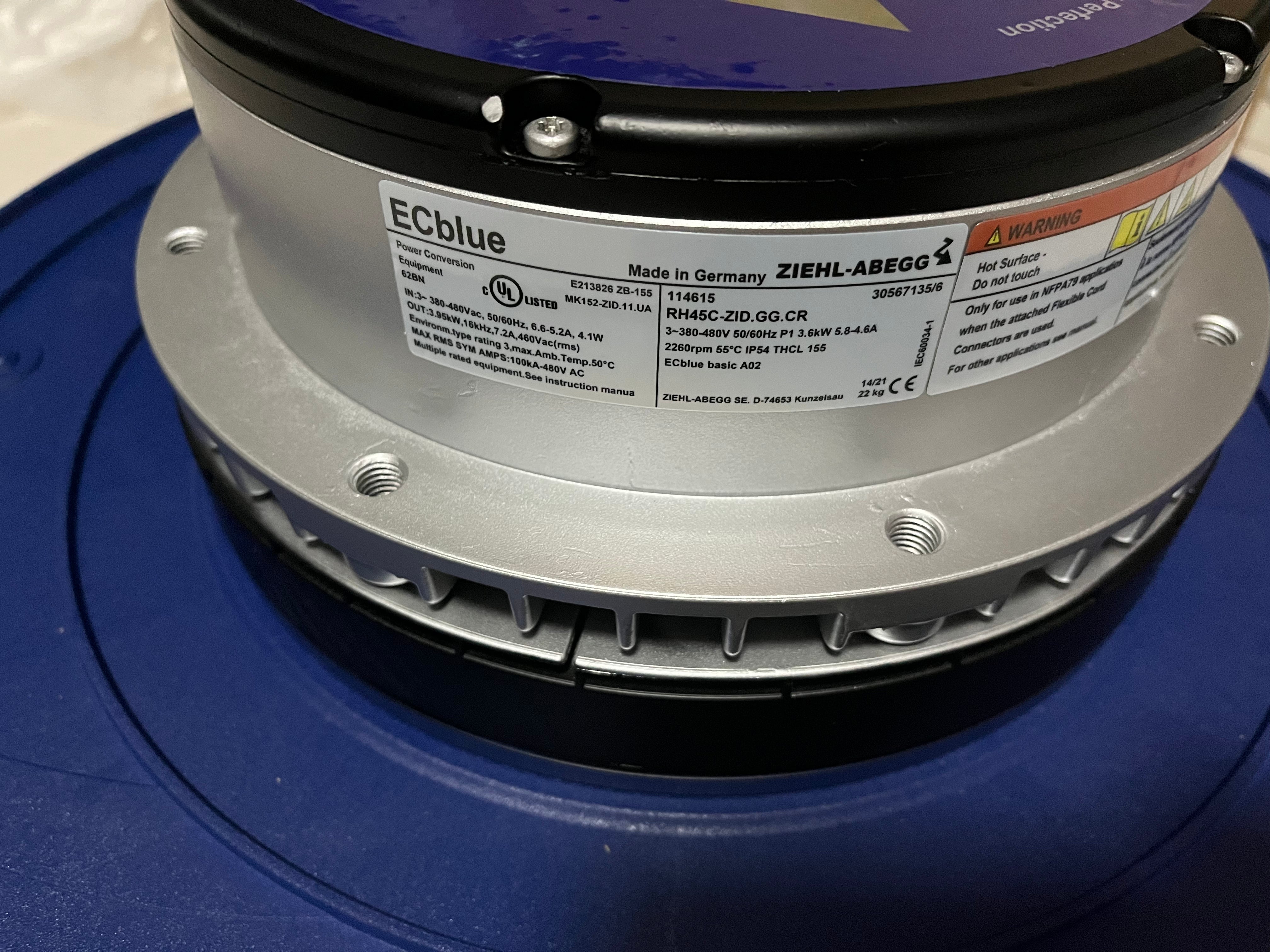 RH45C-ZID.GG.CR ZIEHL-ABEGG centrifugal fan LABEL