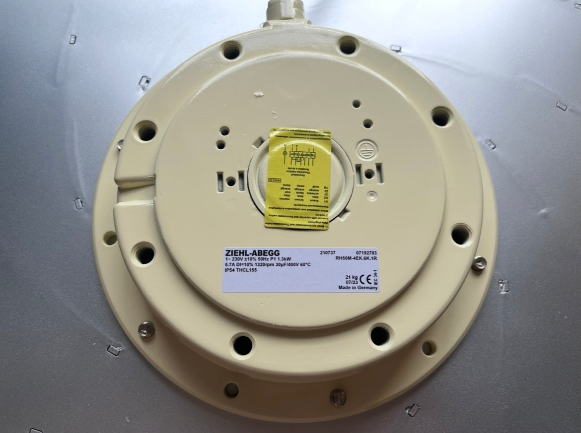 RH50M-4EK.6K.1R ZIEHL-ABEGG centrifugal fan nameplate