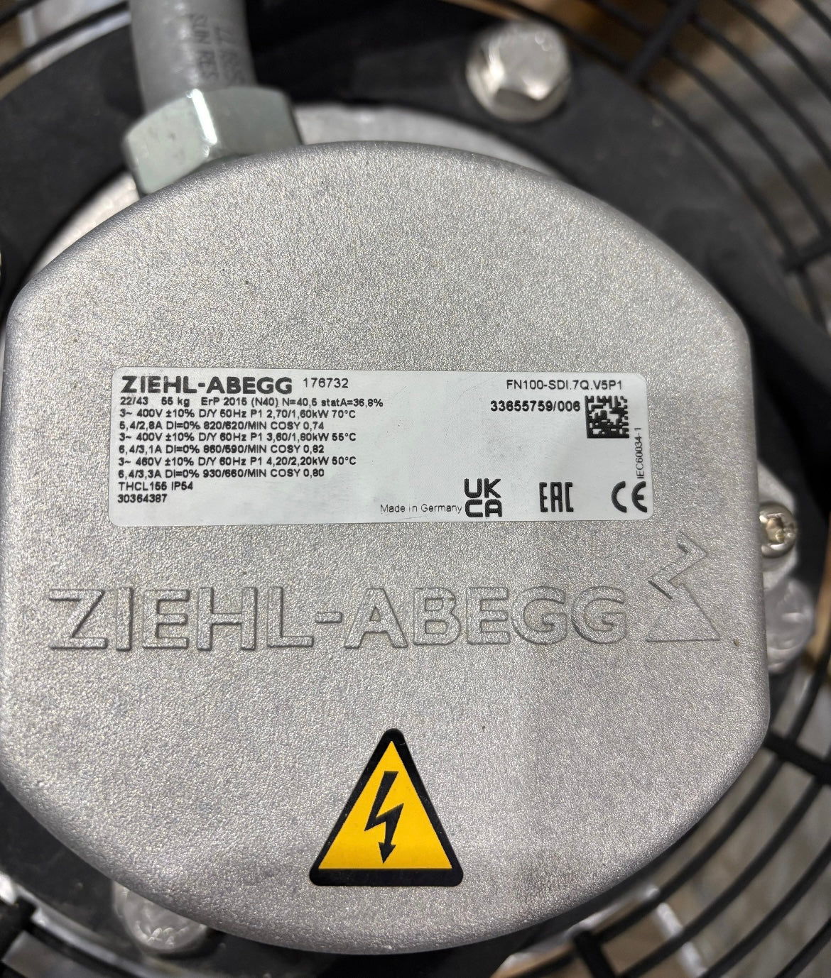 Top View FN100-SDI.7Q.V5P1 ZIEHL-ABEGG Axial Fan
