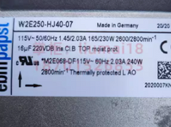W2E250-HJ40-07 Ebm-Papst axial fan nameplate