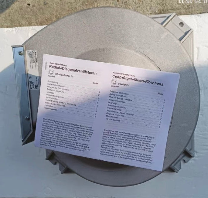 ZIEHL-ABEGG RF22P-2DK.3F.5R Centrifugal Fan with operation guide