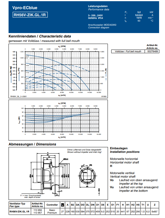 datasheet of RH56V-ZIK.GL.1R ZIEHL-ABEGG centrifugal fan