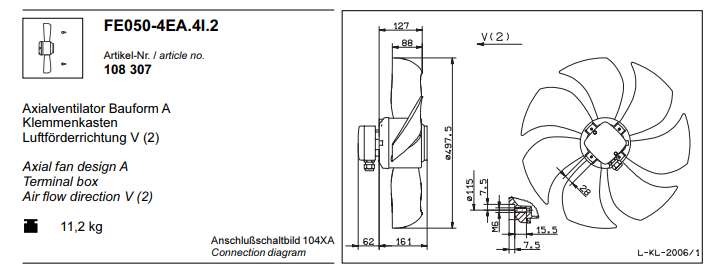 dimension of FE050-4EA.4I.2 ZIEHL-ABEGG Axial Fan