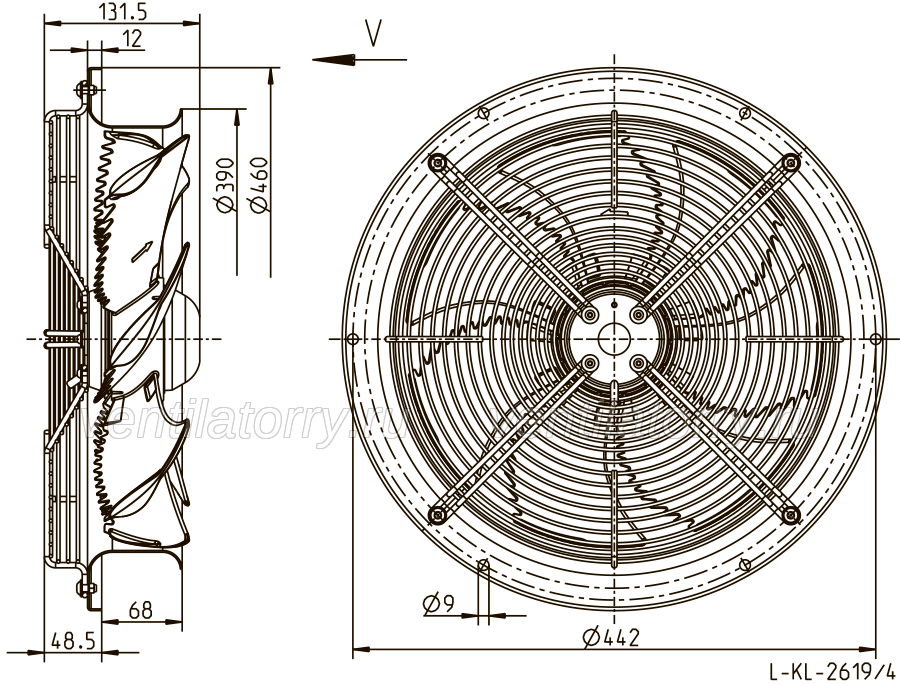 dimension of FN035-4EH.WD.V7 ZIEHL-ABEGG Axial Fan
