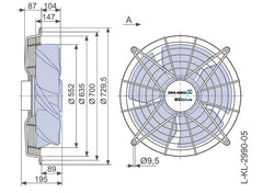 dimension of FN056-ZIK.DC.V5P4 ZIEHL-ABEGG EC Axial Fan 3~380/480V