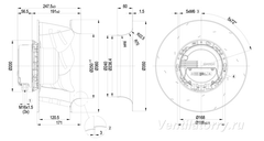 dimension of R3G355-AI56-05 ebm-papst Centrifugal fan