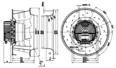 dimension of R3G500-AG25-65 Ebm-papst centrifugal fan
