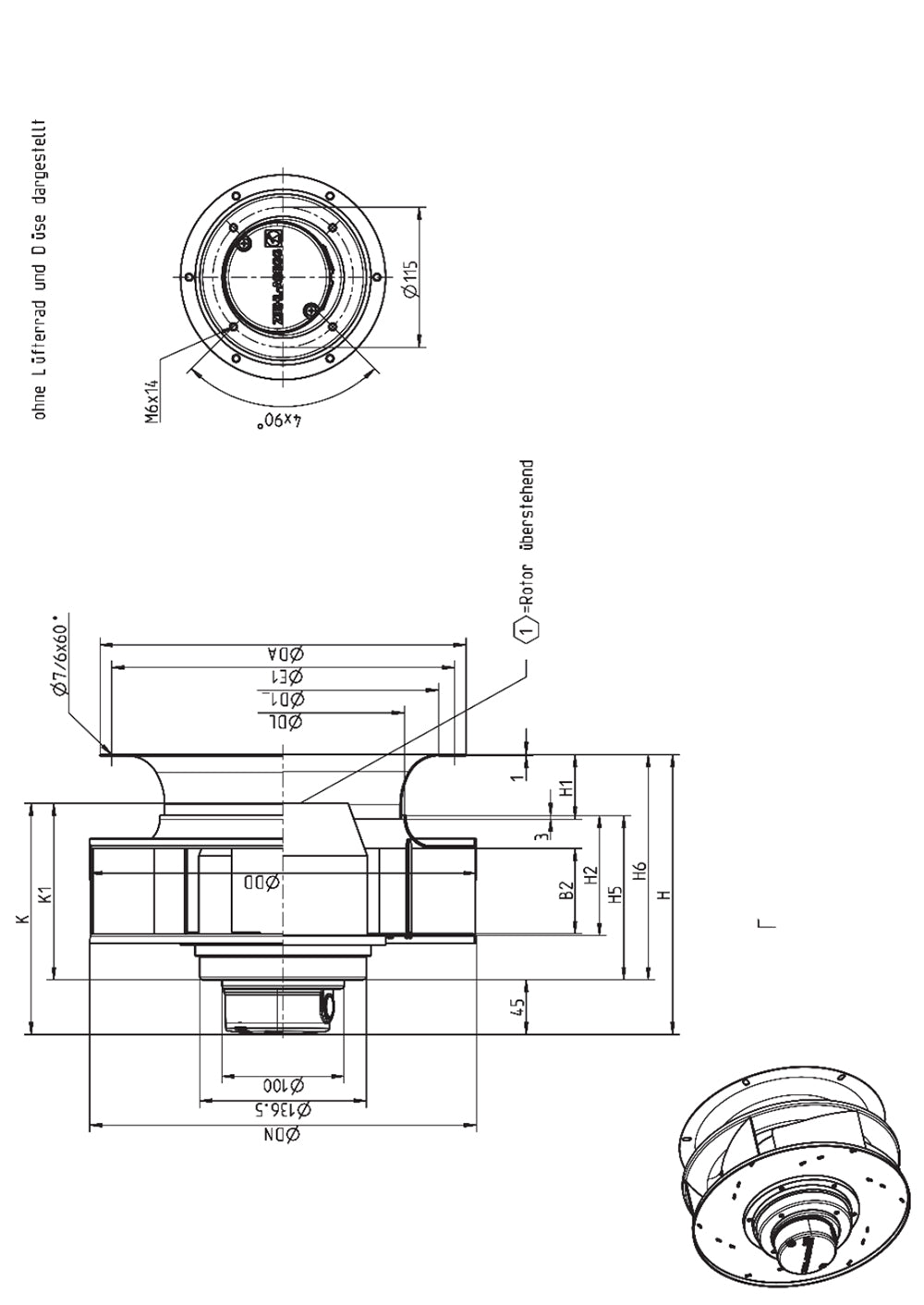 dimension of RH28M-2DK.3F.1R MK092-2DK.10.U ZIEHL-ABEGG centrifugal fan