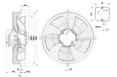 dimension of S4E300-AS72-54 Ebm-Papst Axial Fan