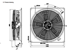 dimension of W3G910-GV02-01 ebmpapst Axial fan