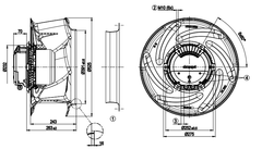 drawing of R3G500-8317081581 M3G150-FF Ebm-papst Centrifugal fan