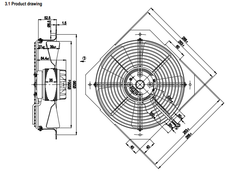 drawing of W2D250-GA04-15 Ebmpapst Axial Fan