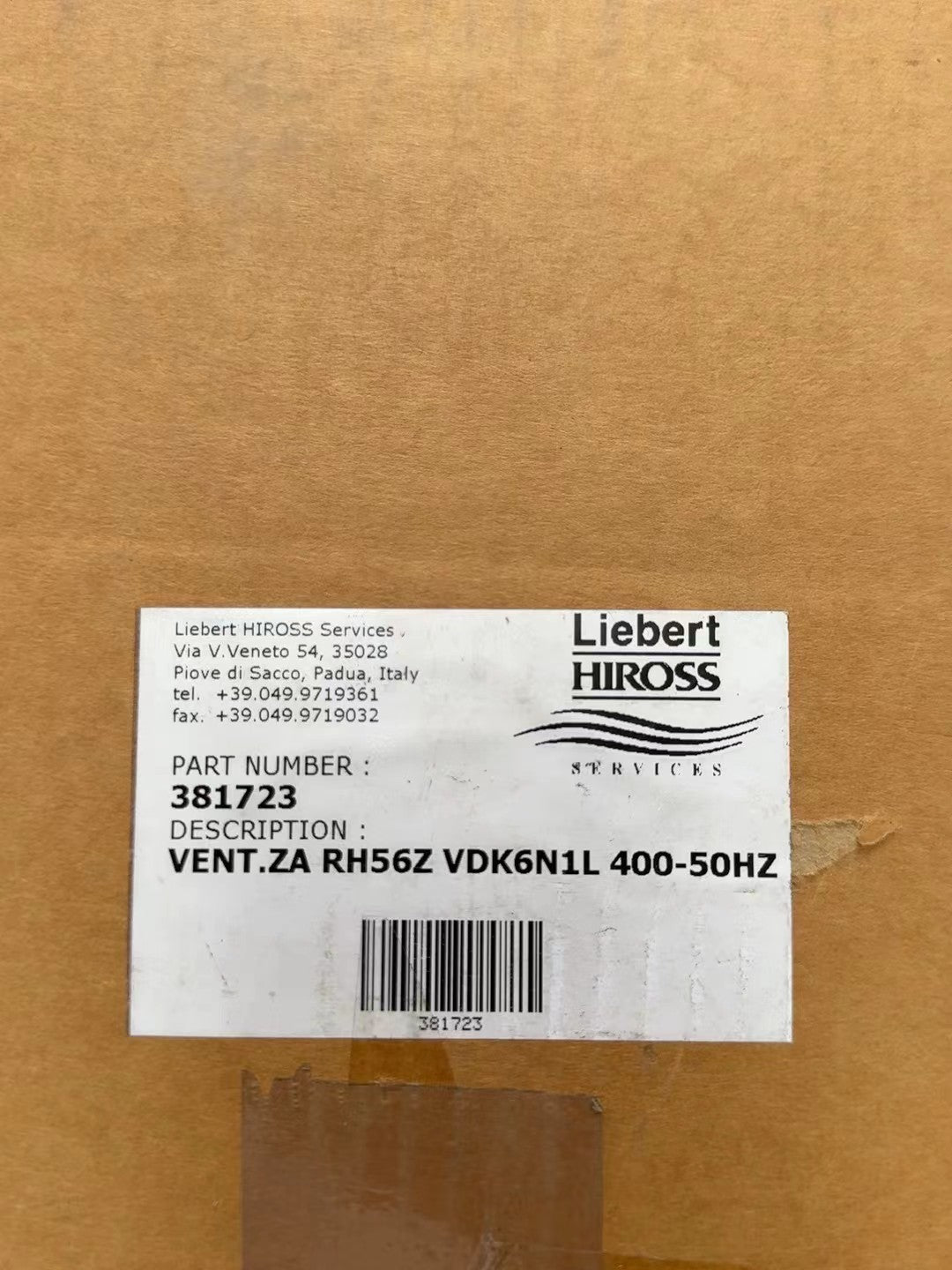 label of RH56Z-VDK.6N.1L ZIEHL-ABEGG centrifugal fan
