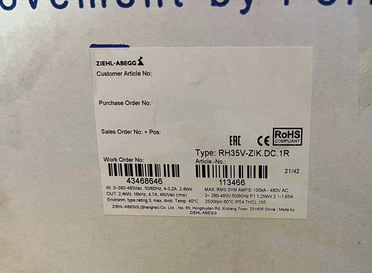 lable3 of RH35V-ZlK.DC.1R  ZIEHL-ABEGG centrifugal fan