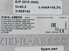 lable of FN100-ADS.7M.V5P1 ZIEHL-ABEGG Axial Fan
