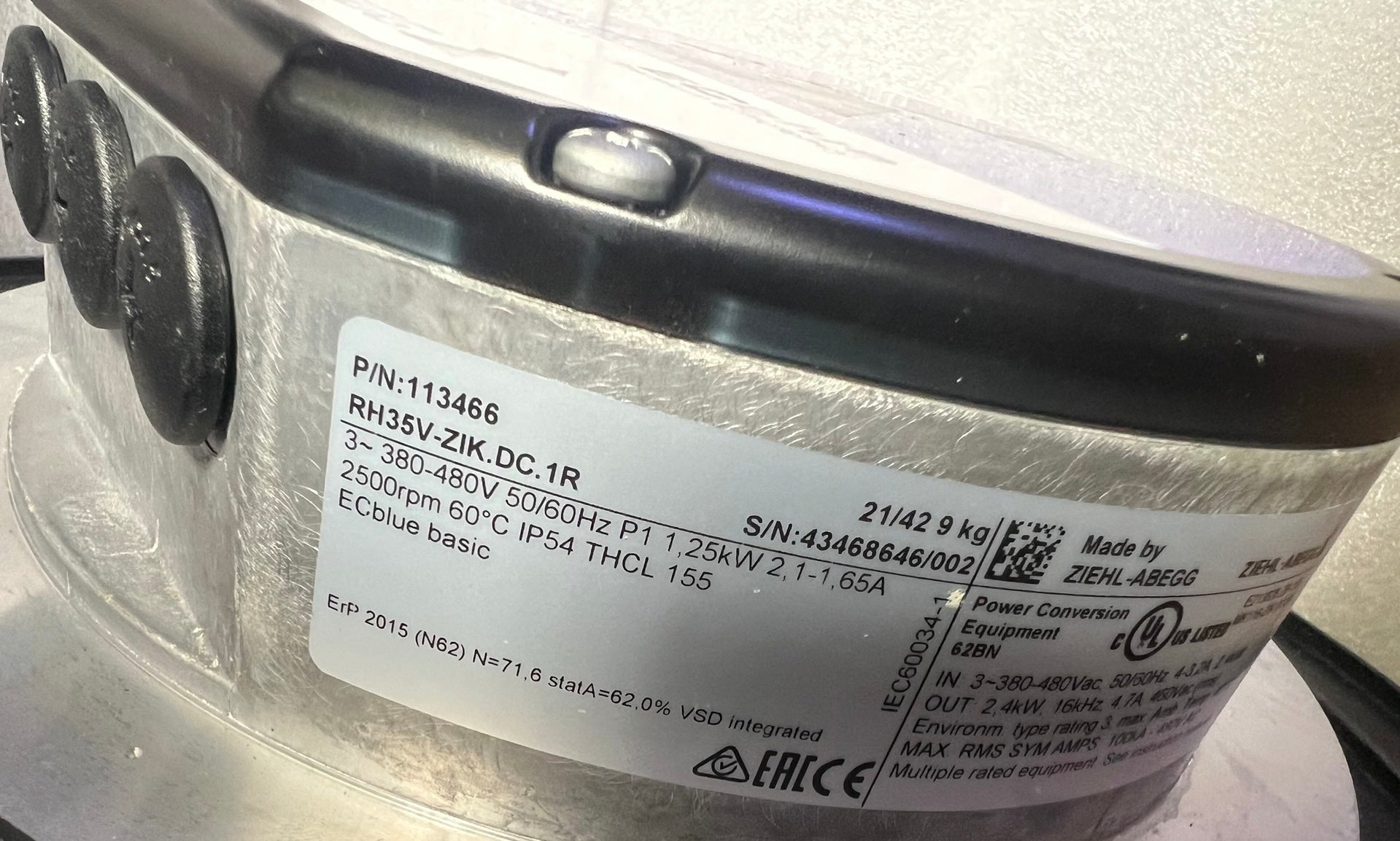 lable of  RH35V-ZIK.DC.1R  ZIEHL-ABEGG centrifugal fan